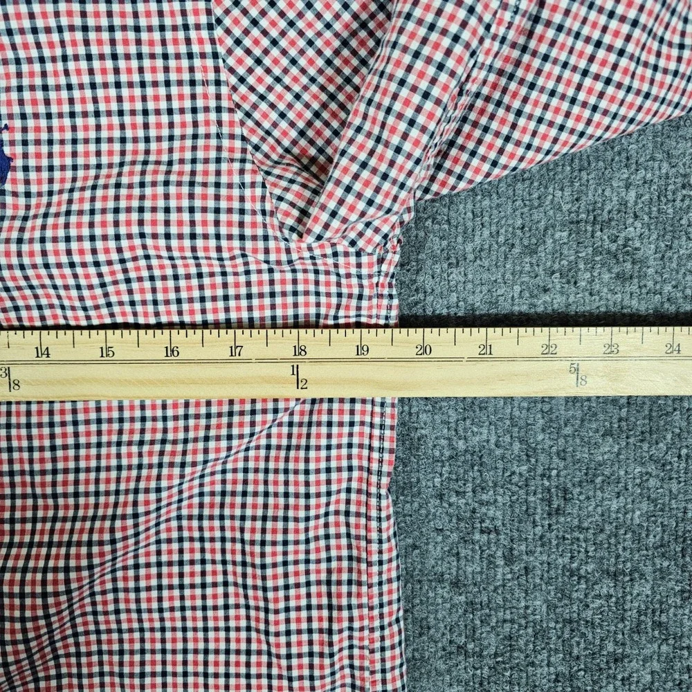 Ralph Lauren Gingham Button Down Long‎ Sleeve Shirt Kids Size XL 18-20 Red Blue
